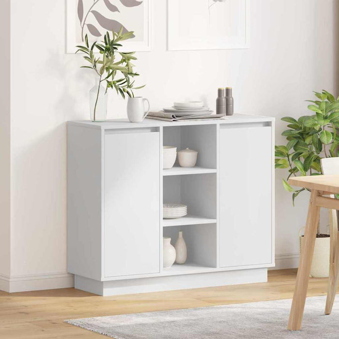 Bufet cu lumini cu bandă LED Alb 90 x 32 x 75 cm Lemn compozit - WALTI WALTI