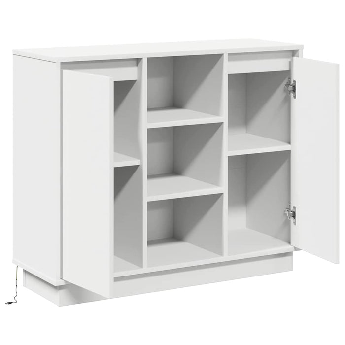 Bufet cu lumini cu bandă LED Alb 90 x 32 x 75 cm Lemn compozit - WALTI WALTI