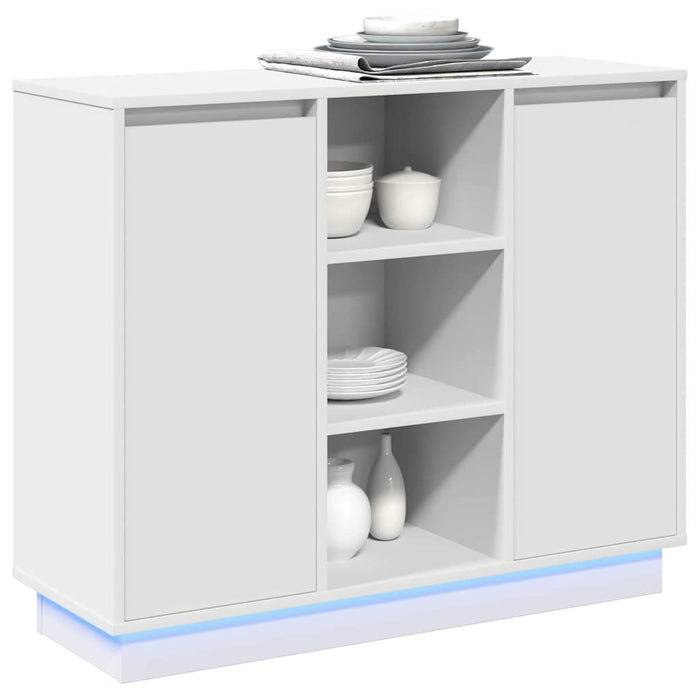 Bufet cu lumini cu bandă LED Alb 90 x 32 x 75 cm Lemn compozit - WALTI WALTI