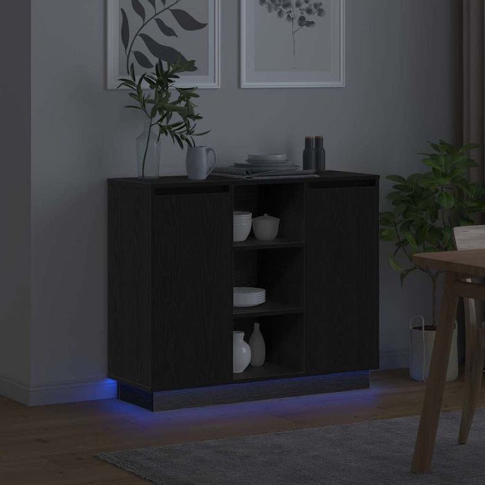 Bufet cu raft cu ușă Stejar Negru 90 x 32 x 75 cm Lemn compozit - WALTI WALTI