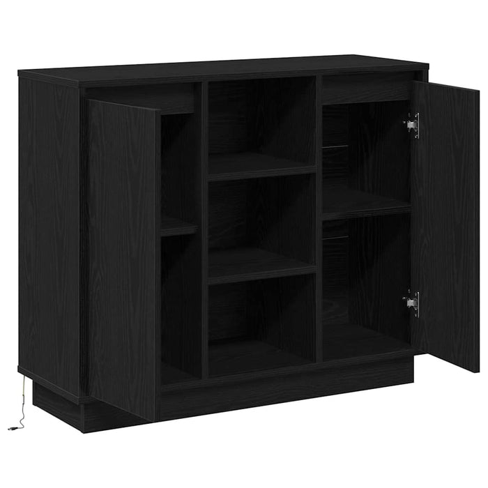 Bufet cu raft cu ușă Stejar Negru 90 x 32 x 75 cm Lemn compozit - WALTI WALTI