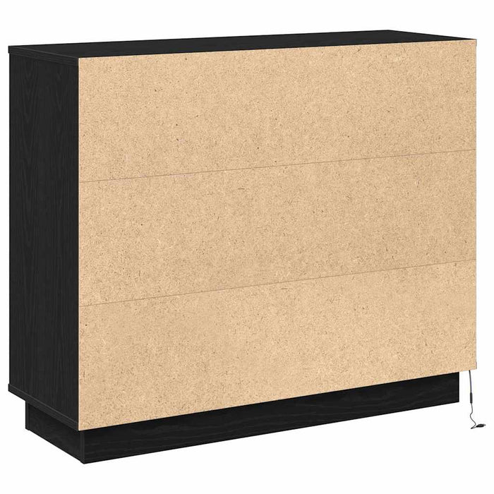 Bufet cu raft cu ușă Stejar Negru 90 x 32 x 75 cm Lemn compozit - WALTI WALTI