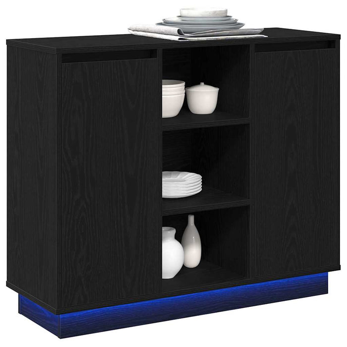 Bufet cu raft cu ușă Stejar Negru 90 x 32 x 75 cm Lemn compozit - WALTI WALTI