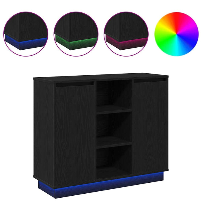 Bufet cu raft cu ușă Stejar Negru 90 x 32 x 75 cm Lemn compozit - WALTI WALTI