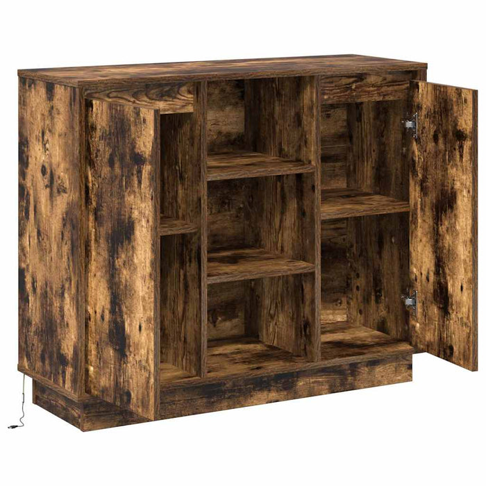 Bufet cu raft Stejar fumuriu 90 x 32 x 75 cm Lemn compozit - WALTI WALTI