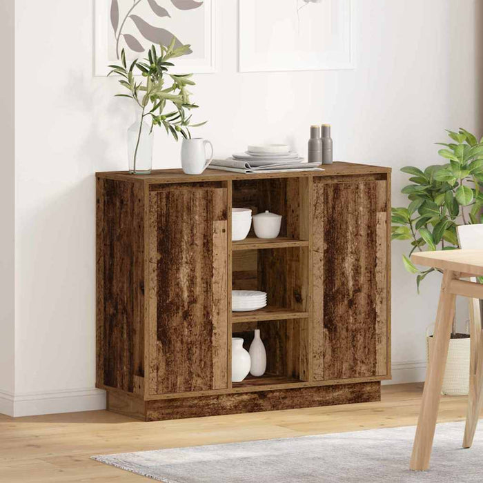 Bufet cu raft cu ușă Lemn Vechi 90 x 32 x 75 cm Lemn compozit - WALTI WALTI