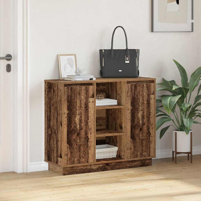 Bufet cu raft cu ușă Lemn Vechi 90 x 32 x 75 cm Lemn compozit - WALTI WALTI