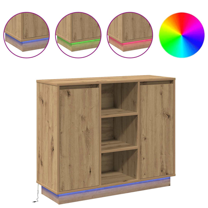 Bufet LED Stejar Artizanal 90 x 32 x 75 cm Lemn prelucrat WALTI