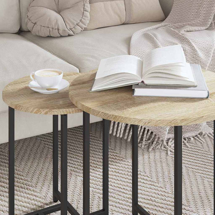 Set măsuțe laterale 2 pcs Stejar Sonoma și Negru - WALTI WALTI