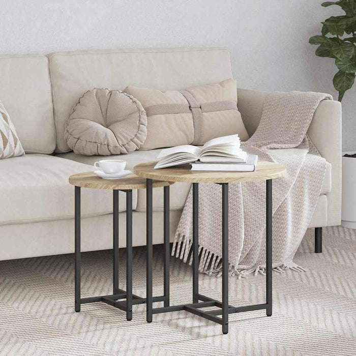 Set măsuțe laterale 2 pcs Stejar Sonoma și Negru - WALTI WALTI