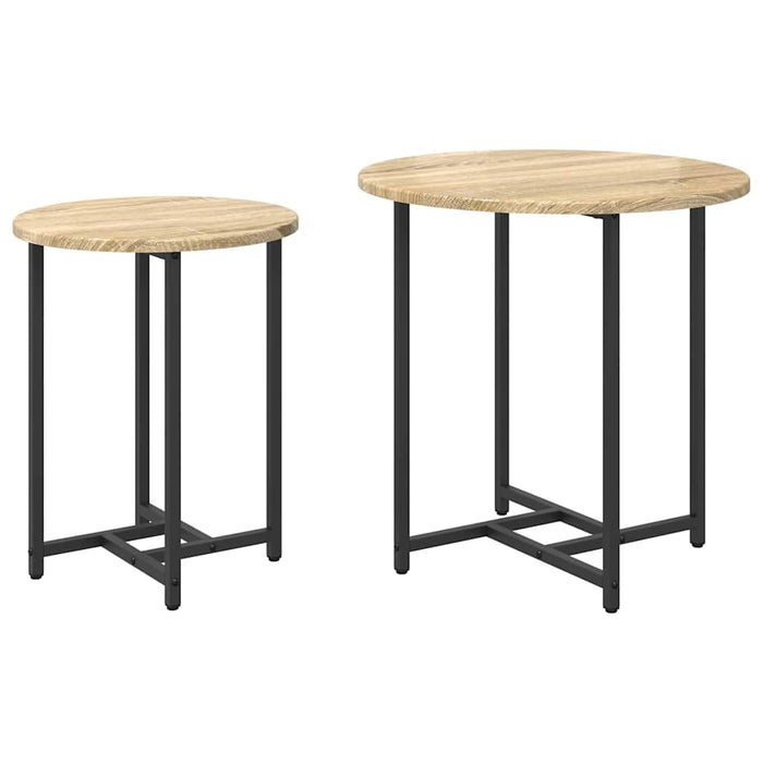 Set măsuțe laterale 2 pcs Stejar Sonoma și Negru - WALTI WALTI