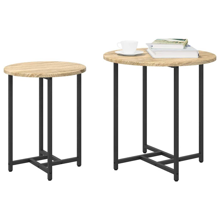 Set măsuțe laterale 2 pcs Stejar Sonoma și Negru - WALTI WALTI