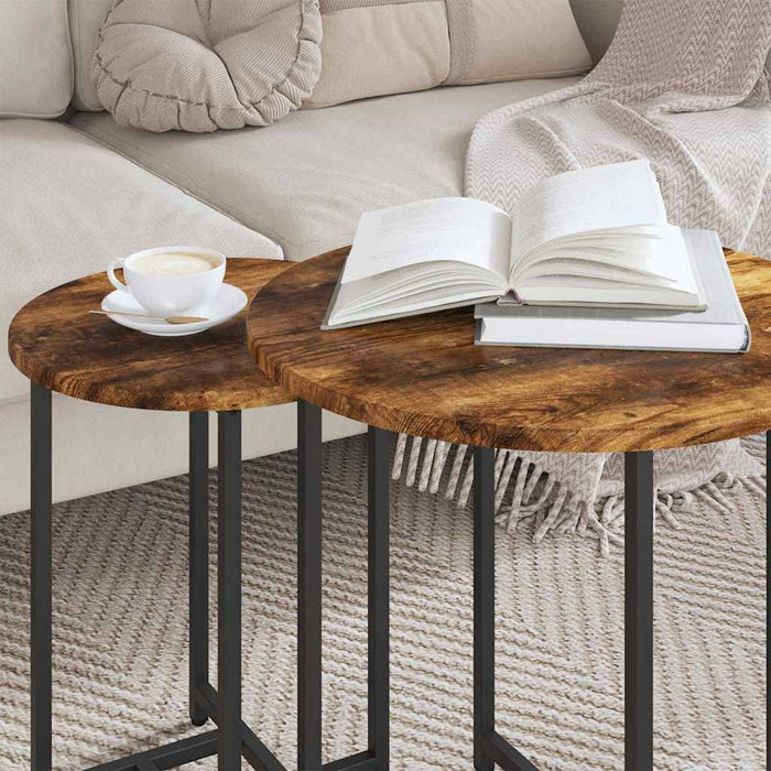 Set măsuțe laterale 2 pcs Stejar afumat și Negru - WALTI WALTI