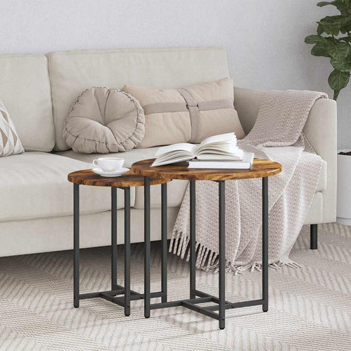 Set măsuțe laterale 2 pcs Stejar afumat și Negru - WALTI WALTI