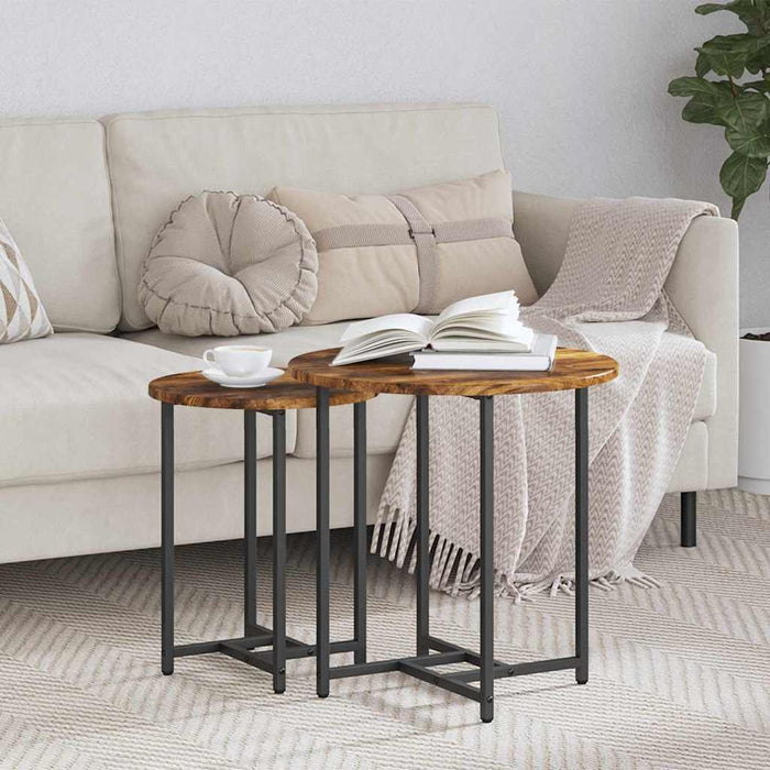 Set măsuțe laterale 2 pcs Stejar afumat și Negru - WALTI WALTI