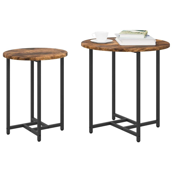 Set măsuțe laterale 2 pcs Stejar afumat și Negru - WALTI WALTI