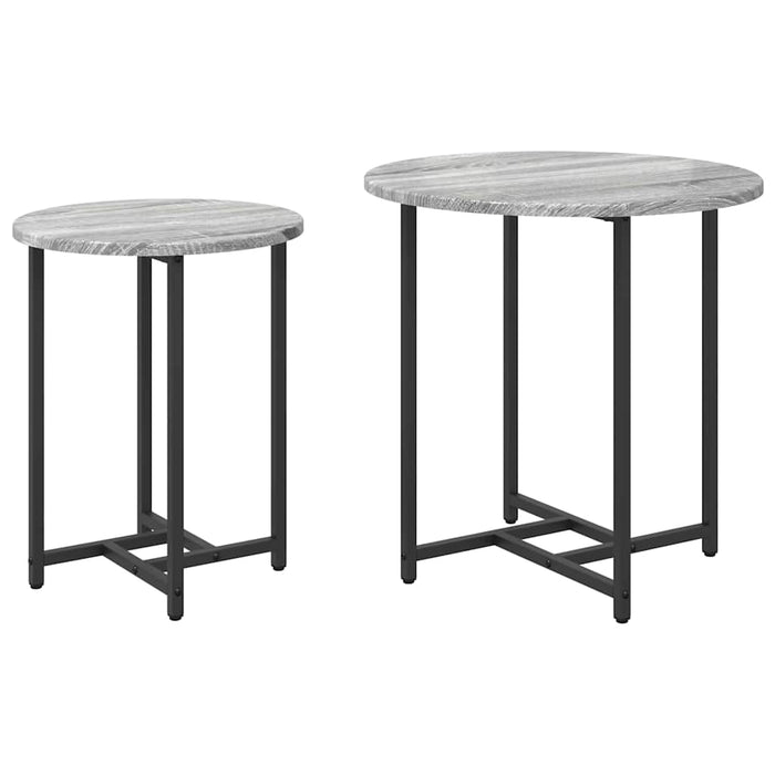 Set măsuțe laterale 2 pcs Gri sonoma și Negru 50 x 50 x 50 cm - WALTI WALTI