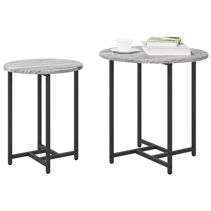 Set măsuțe laterale 2 pcs Gri sonoma și Negru 50 x 50 x 50 cm - WALTI WALTI