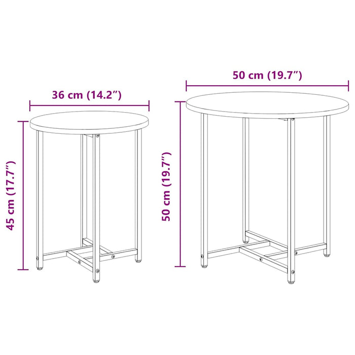 Set măsuțe laterale 2 pcs Gri sonoma și Negru 50 x 50 x 50 cm - WALTI WALTI