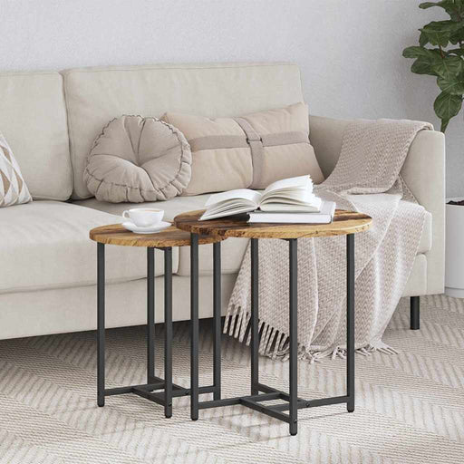 Set măsuțe laterale 2 pcs Lemn vechi și Negru 50 x 50 x 50 cm - WALTI WALTI
