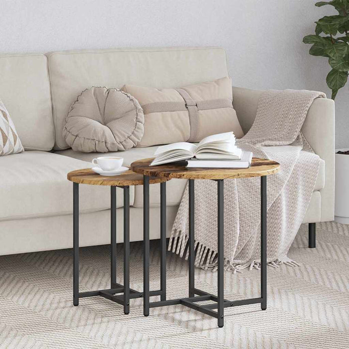 Set măsuțe laterale 2 pcs Lemn vechi și Negru 50 x 50 x 50 cm - WALTI WALTI