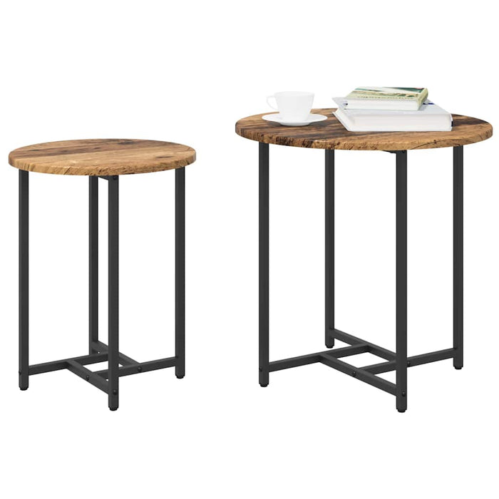 Set măsuțe laterale 2 pcs Lemn vechi și Negru 50 x 50 x 50 cm - WALTI WALTI