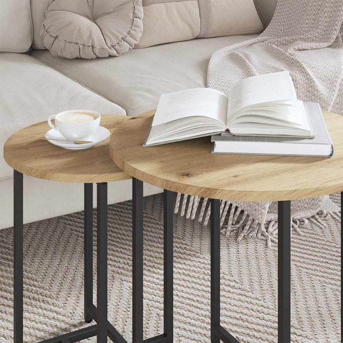 Set măsuțe laterale 2 pcs Stejar Artisan și Negru - WALTI WALTI