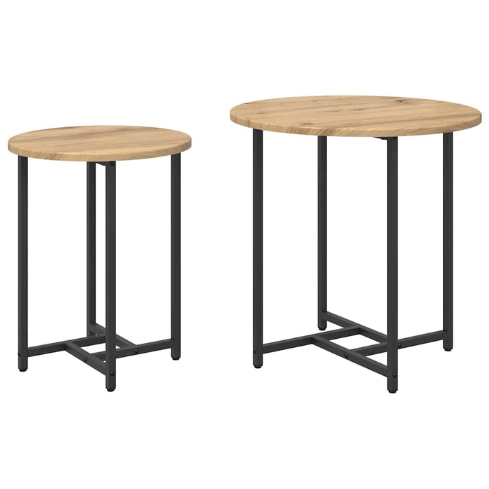 Set măsuțe laterale 2 pcs Stejar Artisan și Negru - WALTI WALTI