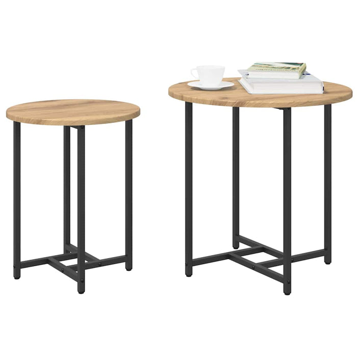 Set măsuțe laterale 2 pcs Stejar Artisan și Negru - WALTI WALTI
