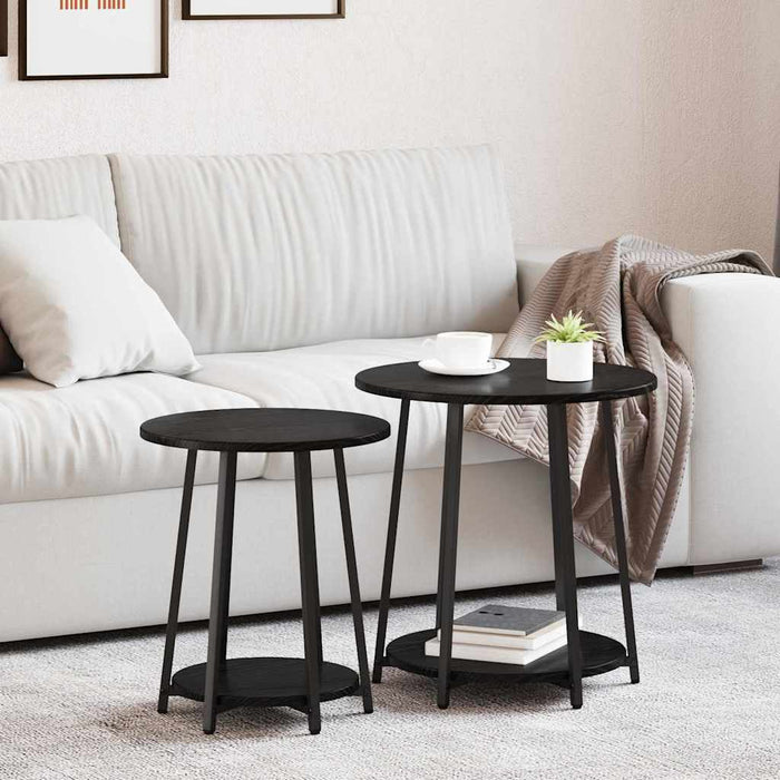 Set măsuțe laterale cu raft 2 pcs Stejar negru 50 x 50 x 51 cm - WALTI WALTI
