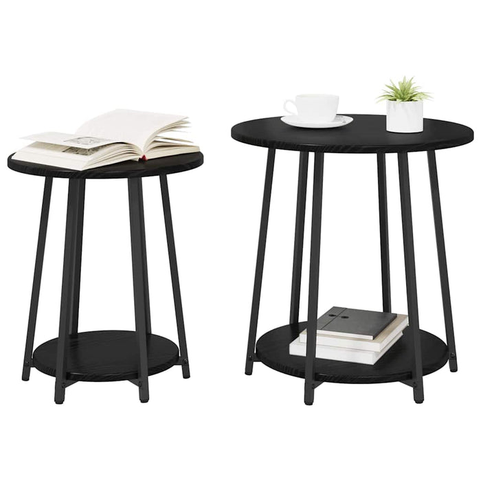 Set măsuțe laterale cu raft 2 pcs Stejar negru 50 x 50 x 51 cm - WALTI WALTI