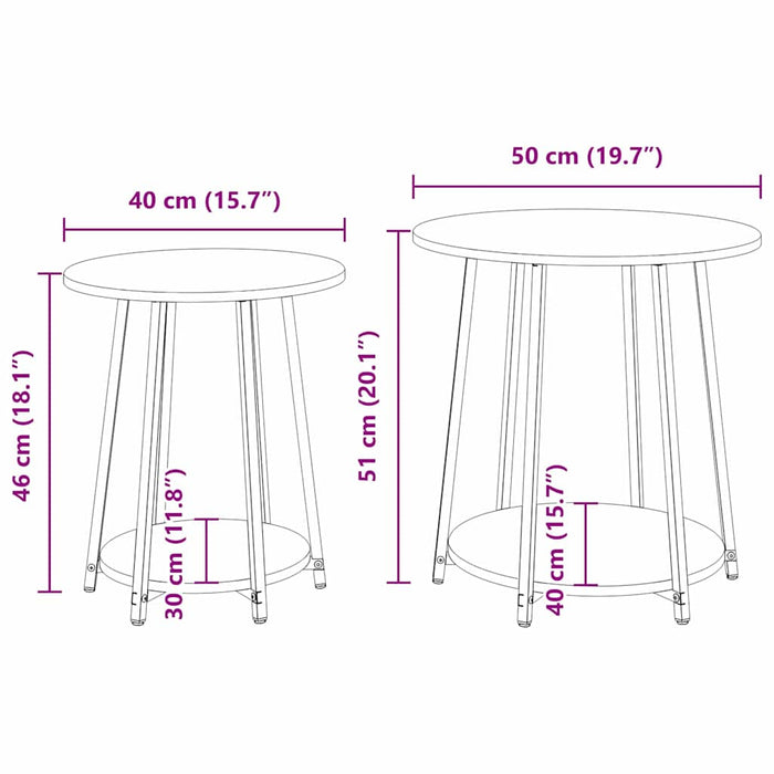Set măsuțe laterale cu raft 2 pcs Stejar negru 50 x 50 x 51 cm - WALTI WALTI
