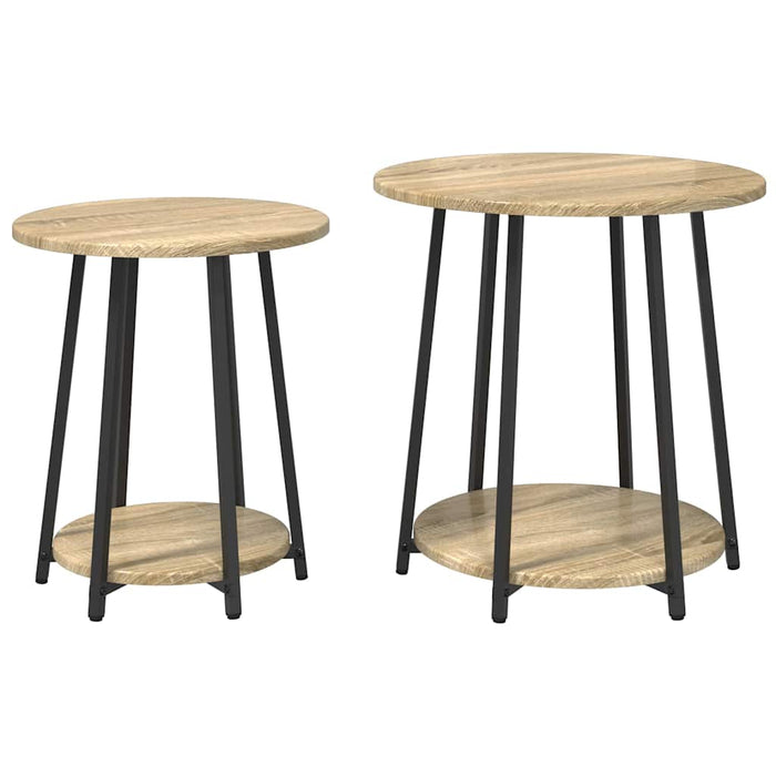 Set măsuțe laterale cu raft 2 pcs Stejar Sonoma și Negru - WALTI WALTI