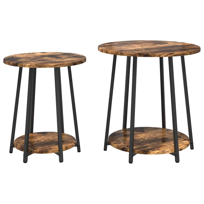 Set măsuțe laterale cu raft 2 pcs Stejar afumat și Negru - WALTI WALTI