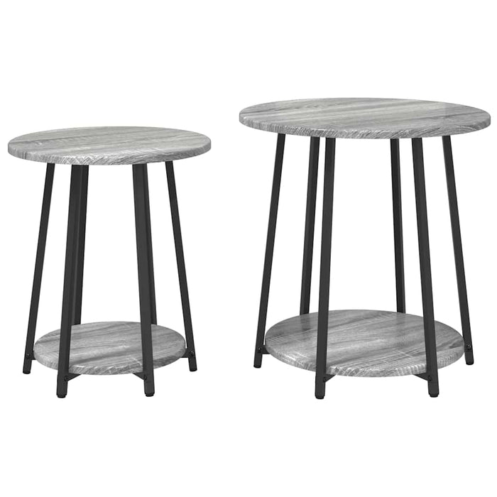 Set măsuțe laterale 2 pcs Gri sonoma și Negru 50 x 50 x 51 cm - WALTI WALTI