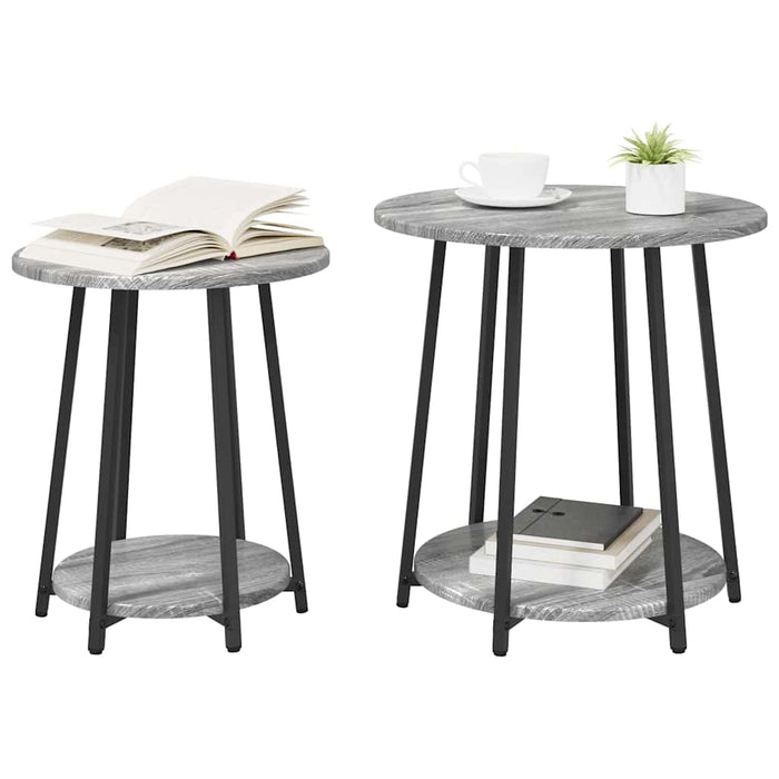 Set măsuțe laterale 2 pcs Gri sonoma și Negru 50 x 50 x 51 cm - WALTI WALTI