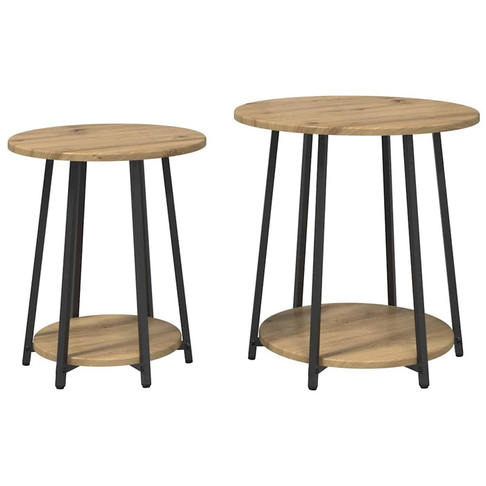Set măsuțe laterale cu raft 2 pcs Stejar Artisan și Negru - WALTI WALTI