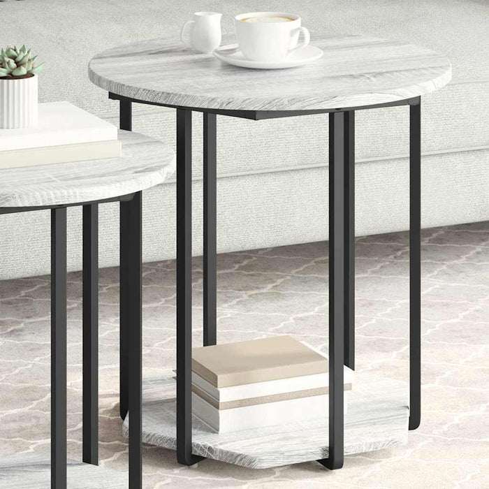 Set măsuțe laterale 2 pcs Gri sonoma și Negru 50 x 50 x 50.5 cm - WALTI WALTI