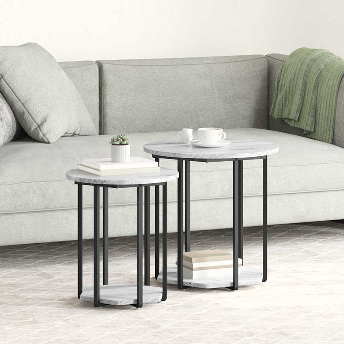 Set măsuțe laterale 2 pcs Gri sonoma și Negru 50 x 50 x 50.5 cm - WALTI WALTI