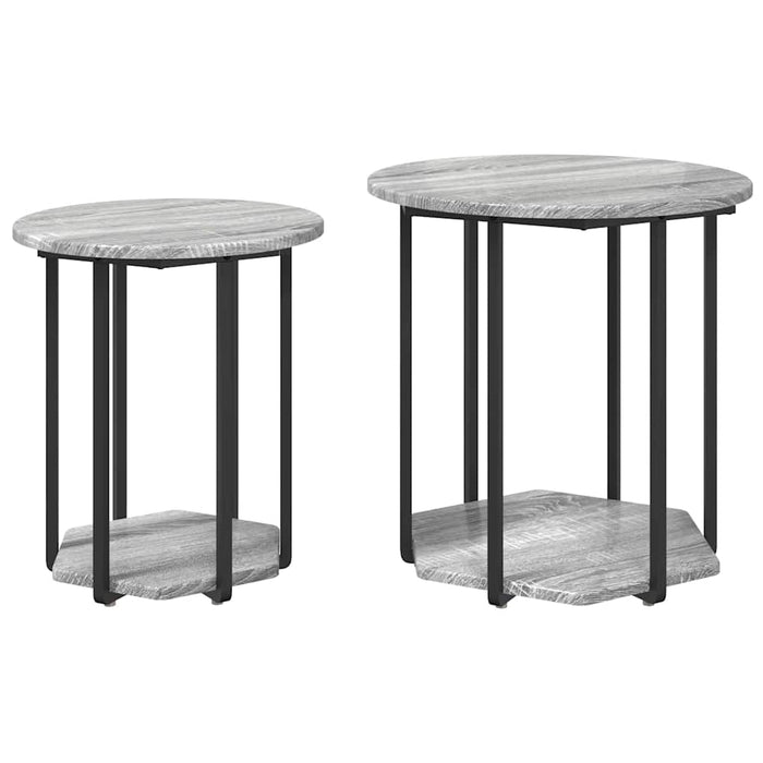 Set măsuțe laterale 2 pcs Gri sonoma și Negru 50 x 50 x 50.5 cm - WALTI WALTI