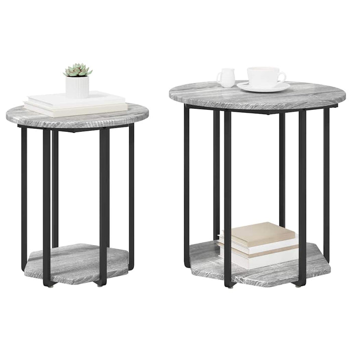 Set măsuțe laterale 2 pcs Gri sonoma și Negru 50 x 50 x 50.5 cm - WALTI WALTI