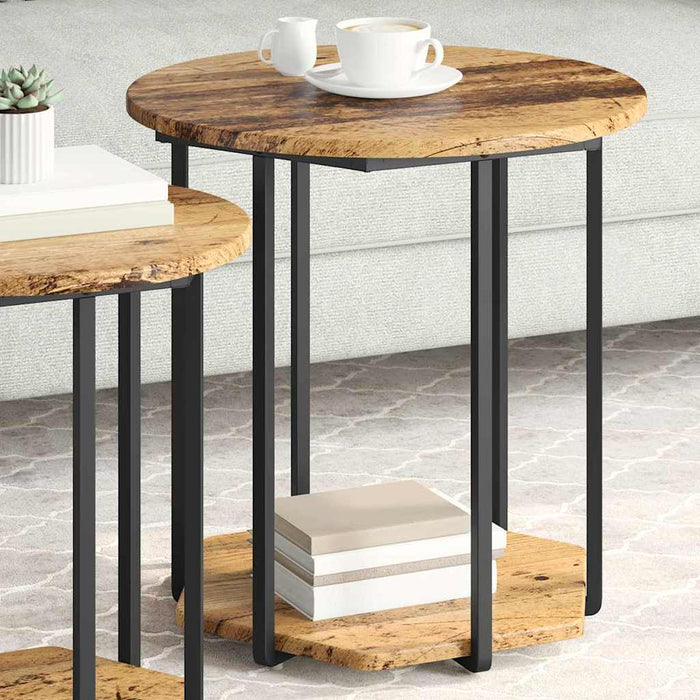 Set măsuțe laterale 2 pcs Lemn vechi și Negru 50 x 50 x 50.5 cm - WALTI WALTI