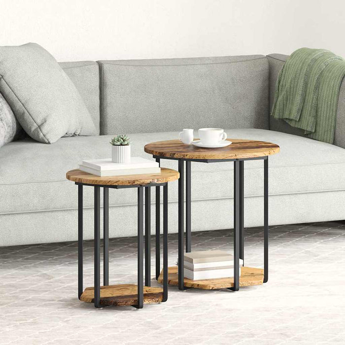 Set măsuțe laterale 2 pcs Lemn vechi și Negru 50 x 50 x 50.5 cm - WALTI WALTI
