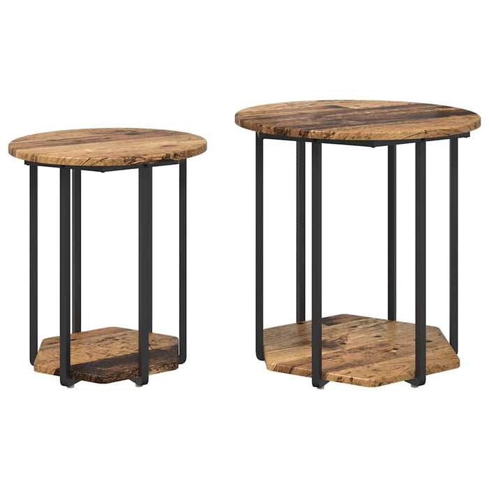 Set măsuțe laterale 2 pcs Lemn vechi și Negru 50 x 50 x 50.5 cm - WALTI WALTI