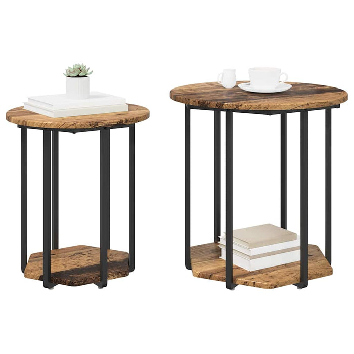 Set măsuțe laterale 2 pcs Lemn vechi și Negru 50 x 50 x 50.5 cm - WALTI WALTI