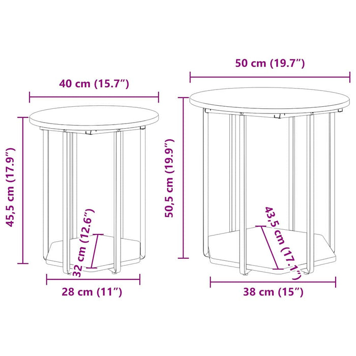 Set măsuțe laterale 2 pcs Lemn vechi și Negru 50 x 50 x 50.5 cm - WALTI WALTI