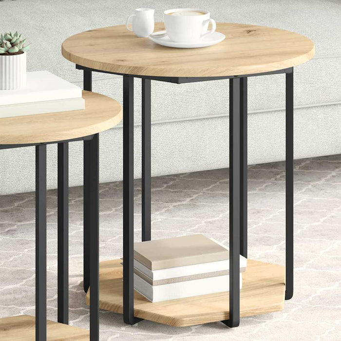 Set măsuțe laterale cu raft 2 pcs Stejar Artisan și Negru - WALTI WALTI