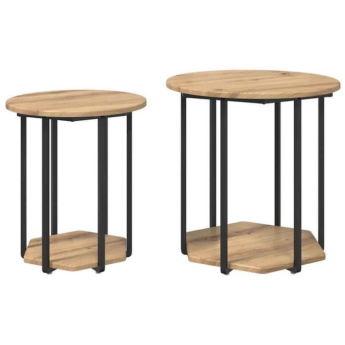 Set măsuțe laterale cu raft 2 pcs Stejar Artisan și Negru - WALTI WALTI
