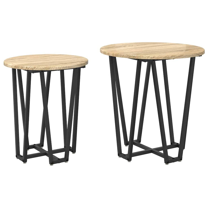 Set măsuțe laterale 2 pcs Stejar Sonoma și Negru - WALTI WALTI