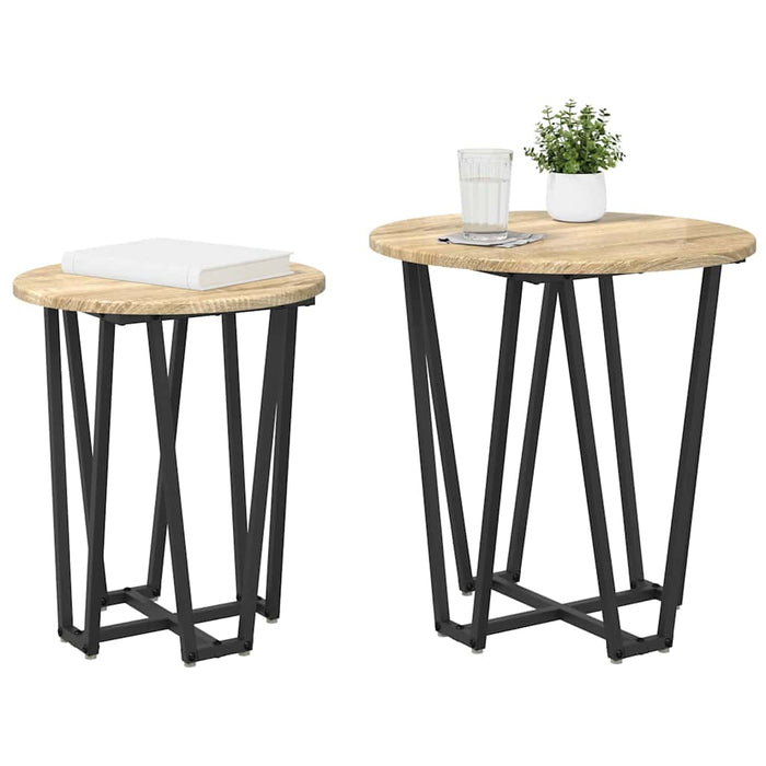 Set măsuțe laterale 2 pcs Stejar Sonoma și Negru - WALTI WALTI